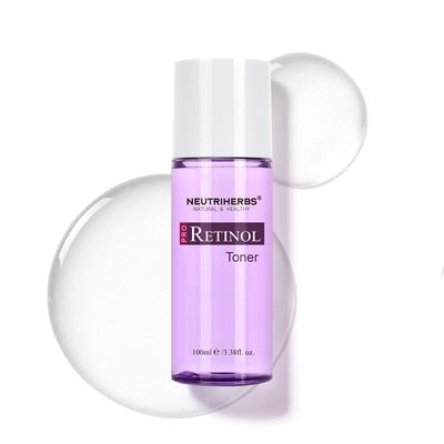 NEUTRIHERBS PRO Retinol Toner for Anti-Aging Reducing Fine Lines and Wrinkles, with Panthenol, Peptides, and Hyaluronic Acid, Alcohol Free - 3.38 fl. Oz.