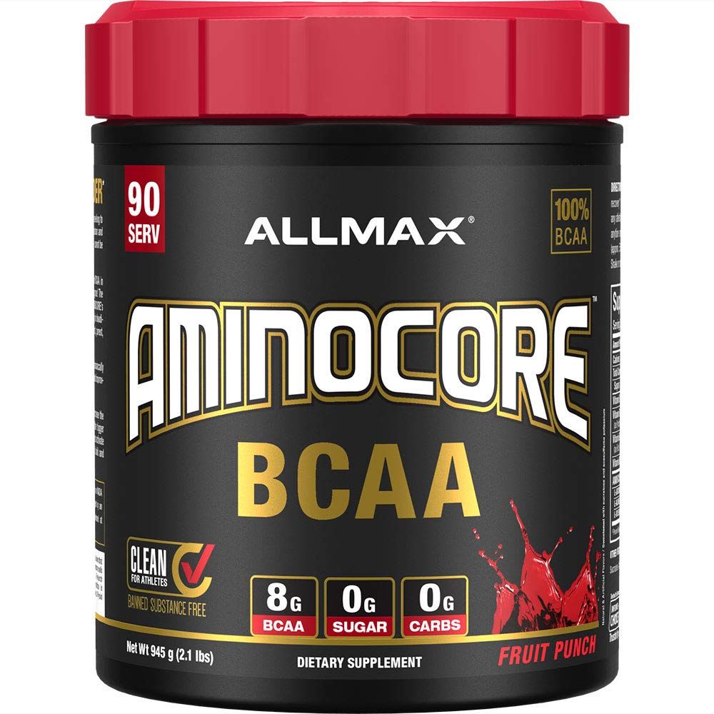 ALLMAX Nutrition AMINOCORE BCAA, Fruit Punch - 945 g Powder - 8.18 Grams of Branched Chain Amin Acids Per Serving - with B Vitamins - No Fillers or Non-BCAA Aminos - Sugar Free - 90 Servings