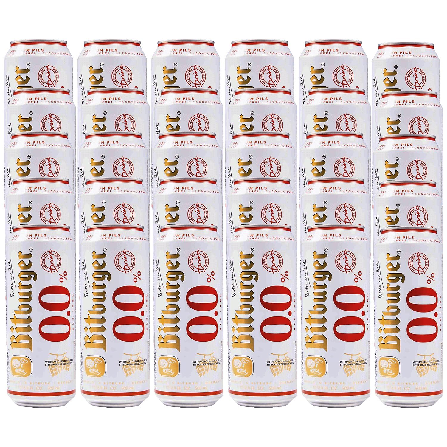 Bitburger Drive Non-Alcoholic Beer, Award Winning Beer from Germany, 16oz Can, 30 Pack