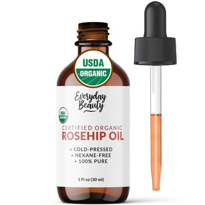 Organic Rosehip Seed Oil 100 Pure, Cold-Pressed, Unrefined USDA Certified Organic Amber Glass Bottle with Glass Dropper For Face, Skin Hair - 1 Fl Oz