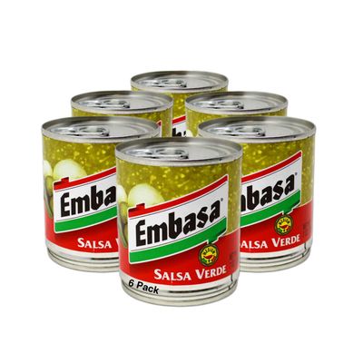 Embasa Salsa Verda 7 OZ Can of Medium Salsa for Tortilla Chips, Mexican Food (6 Pack)