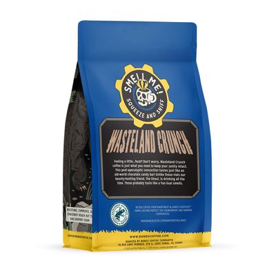Bones Coffee Company Fallout Wasteland Crunch Chocolate Candy Bar Flavored Coffee, Medium Roast Low Acid, 12 Oz Ground