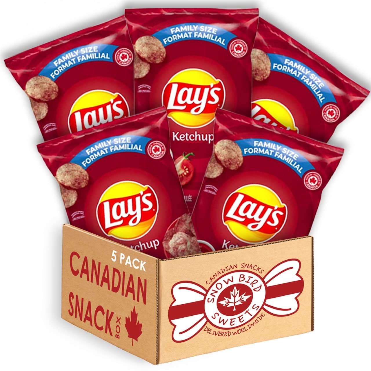 Over 2lbs of Lays ketchup chips (235g)(5x) ketchup lays chips canada potato canadian flavor - by Snowbird Sweets 8 Oz