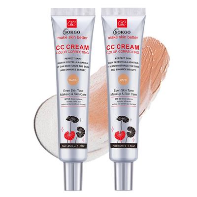 Color Correcting CC Cream with SPF 25, Coverage Lightweight Foundation, Hydrating Serum, Even Skin Tone Makeup and Skin Care, Boost Radiance, Refine Skin Texture, Avoid Sun Damage (2PCS Dark, Large)