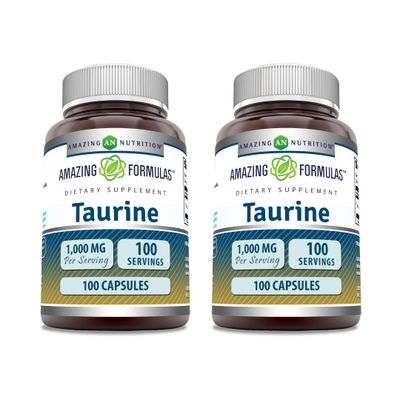 Amazing Formulas Taurine Amino Acid Supplement 1000 Mg Per Serving 100 Capsules Non-GMO Gluten-Free Made in USA Pack of 2