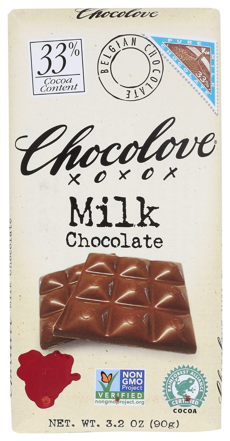 Chocolove 33 Cocoa Milk Chocolate Bar, Kosher, Non-GMO, 3.2 Ounce (Pack of 12)