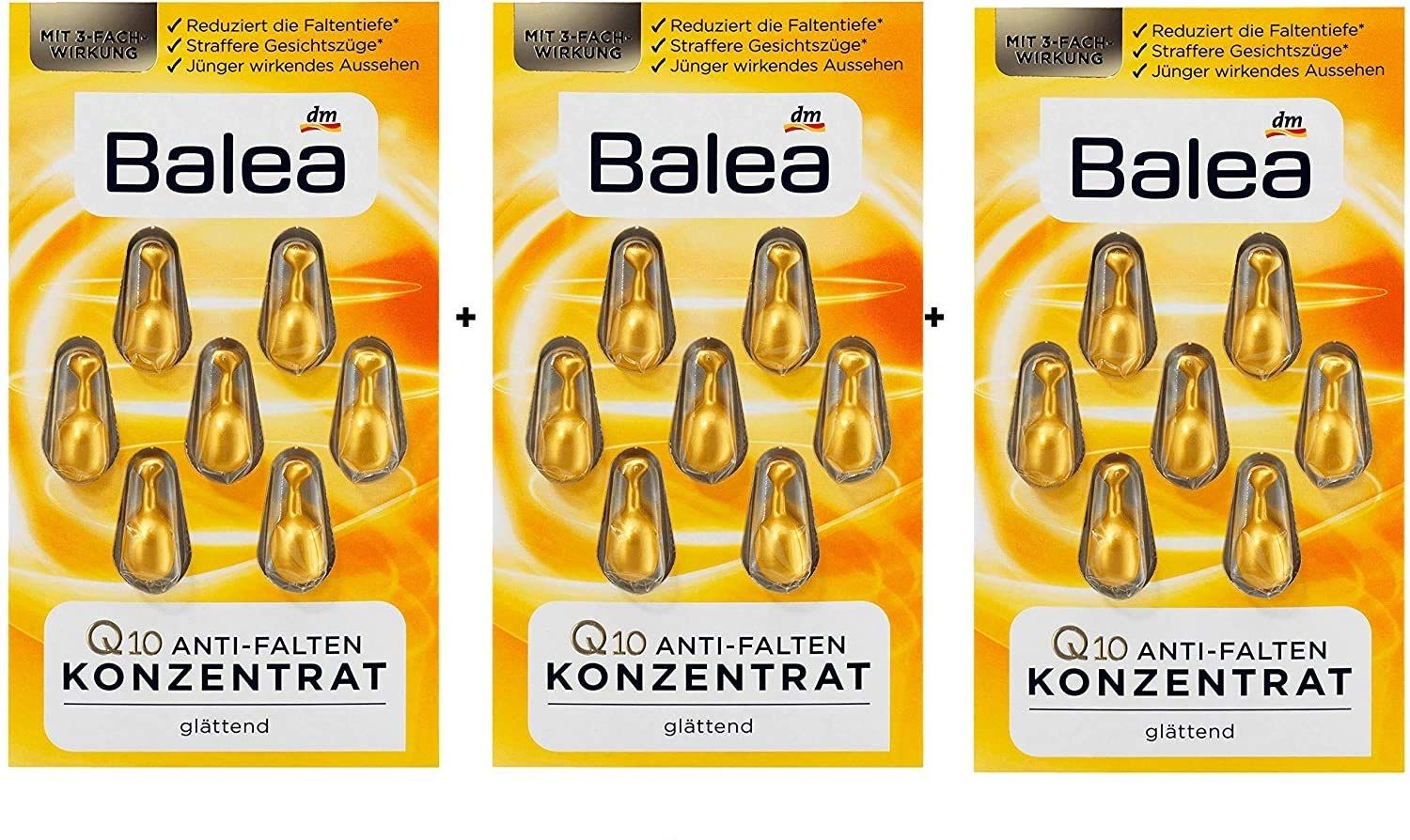 3 Packs of Balea Q10 Anti-Wrinkle Concentrate Serum 21 Capsules