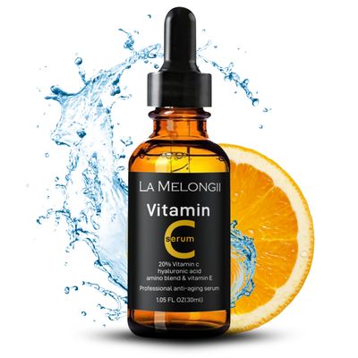 La Melongii Vitamin C 20 Serum with Hyaluronic Acid, Amino acid extract Blend, Vitamin E Retinol - Targets Dark Spots, Hydrates Skin, Fights Anti-Aging Acne for a Radiant, Youthful Glow.