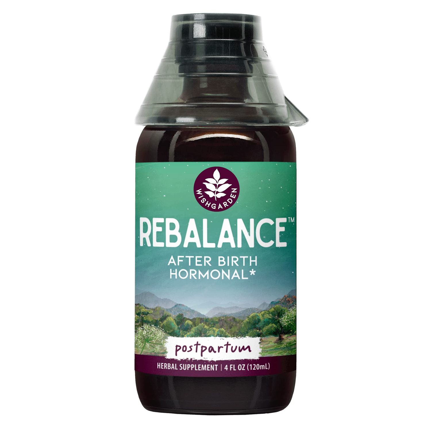 WishGarden Herbs ReBalance After Birth Hormonal - Plant-Based Herbal Supplement with Vitex Berry Motherwort Supports Healthy Postpartum Hormone Levels and Postnatal Hormone Balance, 4oz