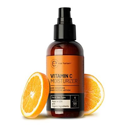 Eve Hansen Vitamin C Face Moisturizer - Lightweight Hydrating Cream with Vitamin B, Green Tea, Jojoba Oil - Cruelty-Free Natural Ingredients - 4 oz