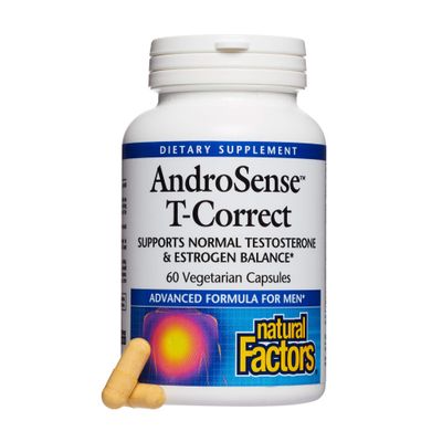 Natural Factors, AndroSense T-Correct, Supports Men&#39;s Hormonal Metabolism with Milk Thistle, Turmeric and Lycopene, 60 capsules (30 servings)