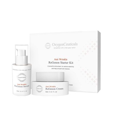 OxygenCeuticals ReGenon Starter Kit - 2-Step Anti-Aging System with Antioxidant Serum Cream, 20,000ppm of Idebenone