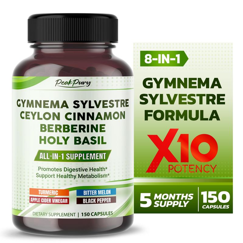 PEAKPURY All-in-1 Gymnema Sylvestre Ceylon Cinnamon Berberine1, High Potency s for Digestive Health Metabolism Support - Made in The USA