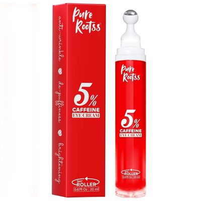 5 Caffeine Eye Cream Anti Aging with 360 Rollerball, Reduce Wrinkles and Dark Circles, Under Eye Cream For Women and Men