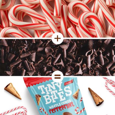 Tiny Bites - Crispy Mini Waffle Cones Treats - Premium Belgian Chocolate, 4.24 oz Bag (Pack of 2) - Delicious Variety of Flavors, Perfect Snack, Dessert, or Ice Cream Topping (2 Pack, Peppermint)