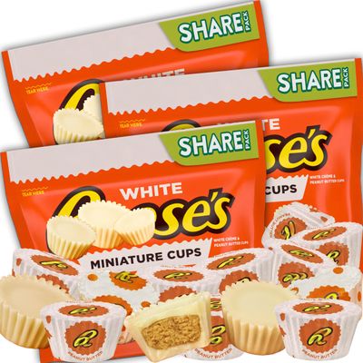 Reese White Creme Peanut Butter Cups, 31.5 oz Individually Wrapped MIni White Chocolate Candy Cups, for Parties, Office and Spring Decor Treats, Appx 95 Pcs
