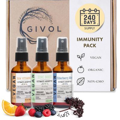Immunity Pack Liquid Vitamins (Pack of 3) Sambucus Nigra Elderberry Mist, Zinc Boost Mist and Vitamin C Mist (Extra Strength) - Natural Immune System Support - Non-GMO Gluten-Free - 240 Days Supply