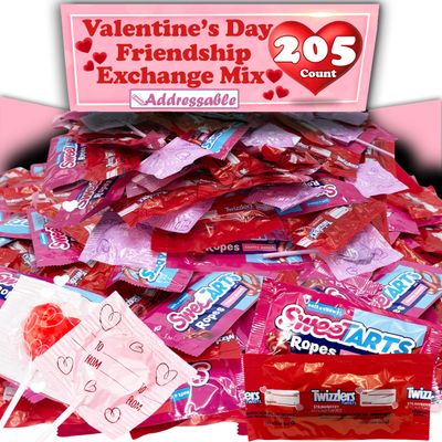 Valentine&#39;s Candy Mix, 5 Lbs Bulk, Individually Wrapped Valentine&#39;s Candy Assortment, Purple Red Heart Lollipops, Twizzles, Swetarts, Classroom Exchange Candy, Kids Valentine&#39;s Candy