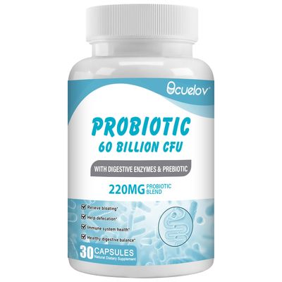 Probiotics 60 Billion CFU with 10 Strains 3 Organic Prebiotics,Probiotics Supplement for Women Men Support Metabolism,Immunity and Digestive Health,Non-GMO Gluten Free,30 Capsules