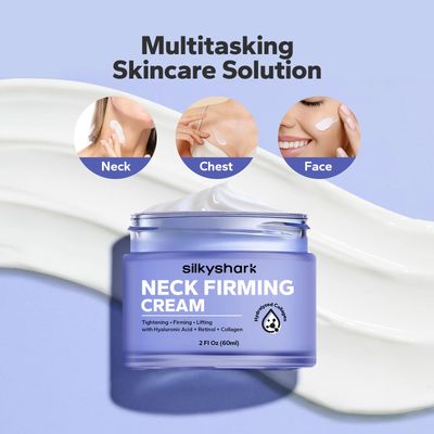 SilkyShark Neck Creams for Tightening and Firming (2 Oz), Neck Cream, Neck Firm Cream, Neck Firming and Tightening, Retinol Collagen Moisturizer for Saggy Skin