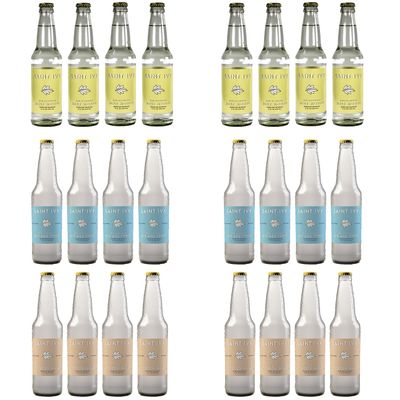 Saint Ivy Non Alcoholic Virgin Drinks Mix Pack - Mint Mojito, Sugar Free Moscow Mule, Sugar Free Gin and Tonic - 24 Bottles