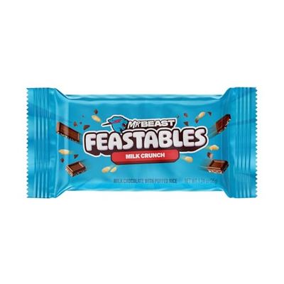 Feastables Milk Chocolate Crunch Chocolate Bar, 1.24 oz (35g), 24 count