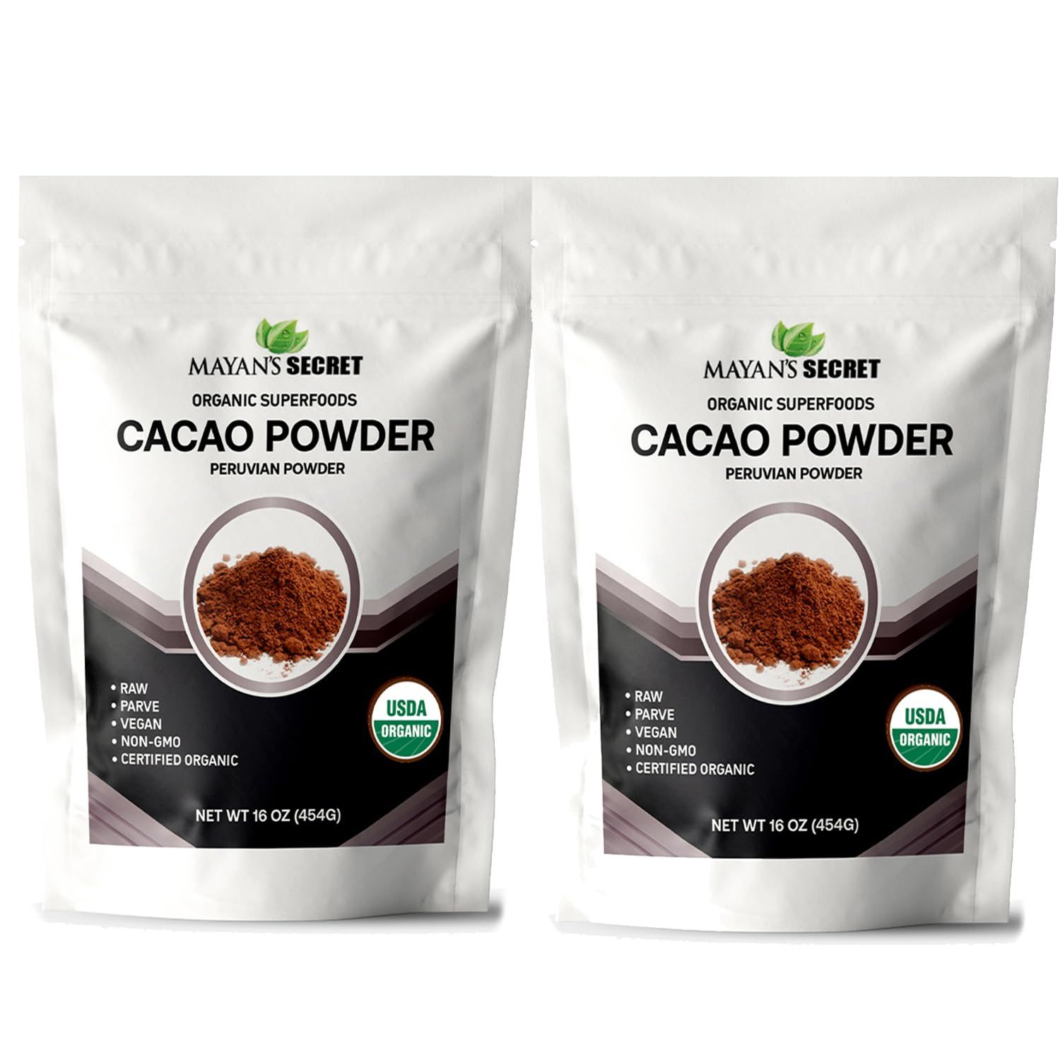Mayan s Secret - Raw Cacao Powder Organic Unsweetened Non-GMO, Keto, Vegan, Gluten-Free Rich Dark Cocoa Powder for Hot Chocolate Desserts (1 Pound (Pack of 2))