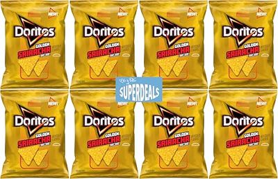 Doritos Golden Sriracha Flavored Tortilla Chips, 2.5 oz Bags, 8 Count with Mystery Gift