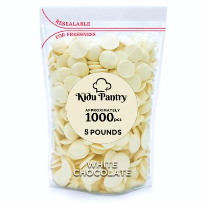 Kidu Pantry Melting Chocolate Wafers Bulk In Resealable Bag (White, 5 Pound)