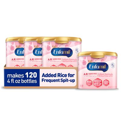 Enfamil A.R. Baby Formula, Added Rice Starch Formula to Reduce Reflux Spit-Up, DHA for Brain Development, Probiotics to Support Digestive Immune Health, Baby Milk, 19.5 Oz Tub, 4 Count