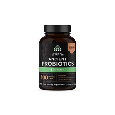 Ancient Nutrition Probiotics, Probiotics Ultimate 100 Billion CFUsServing, Digestive and Immune Support, Gluten Free, Ancient Superfoods Blend, 60 Capsules