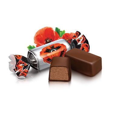 Roshen Krasniy Mak with Caramel Crumbs Praline Filling, Kosher, Delicious, Flavorful Sweets Bulk Gourmet Candy Candy, 1kg2.2lbs