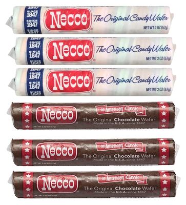 Necco Wafers Variety Pack - 6 Rolls - 3 Rolls of Chocolate and 3 Rolls of Variety - The Original Wafer Candy - Smiling Sweets - Timeless Classic Everyone is Sure to Enjoy