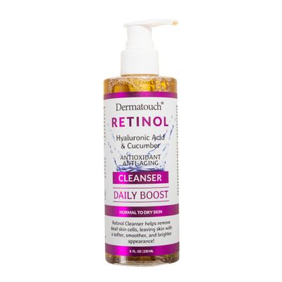 DERMATOUCH Retinol Face Cleanser, 8 oz - Hyaluronic Acid, Cucumber Vitamins - Made in America