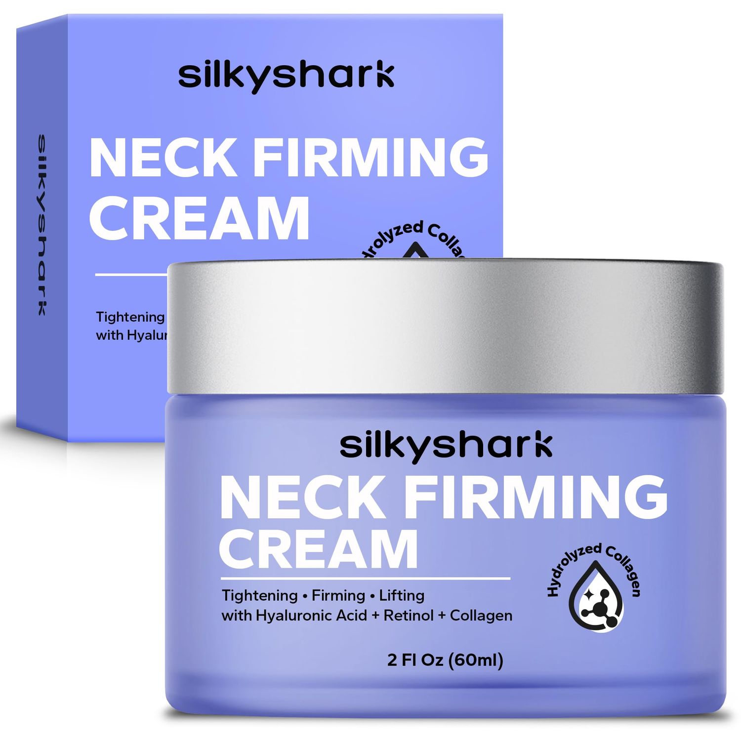 SilkyShark Neck Creams for Tightening and Firming (2 Oz), Neck Cream, Neck Firm Cream, Neck Firming and Tightening, Retinol Collagen Moisturizer for Saggy Skin
