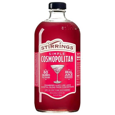 Stirrings Pack Cosmopolitan Cocktail Mix 750ml Bottle - Real Juice No Preservatives - 90 Calories - Drink Mixer