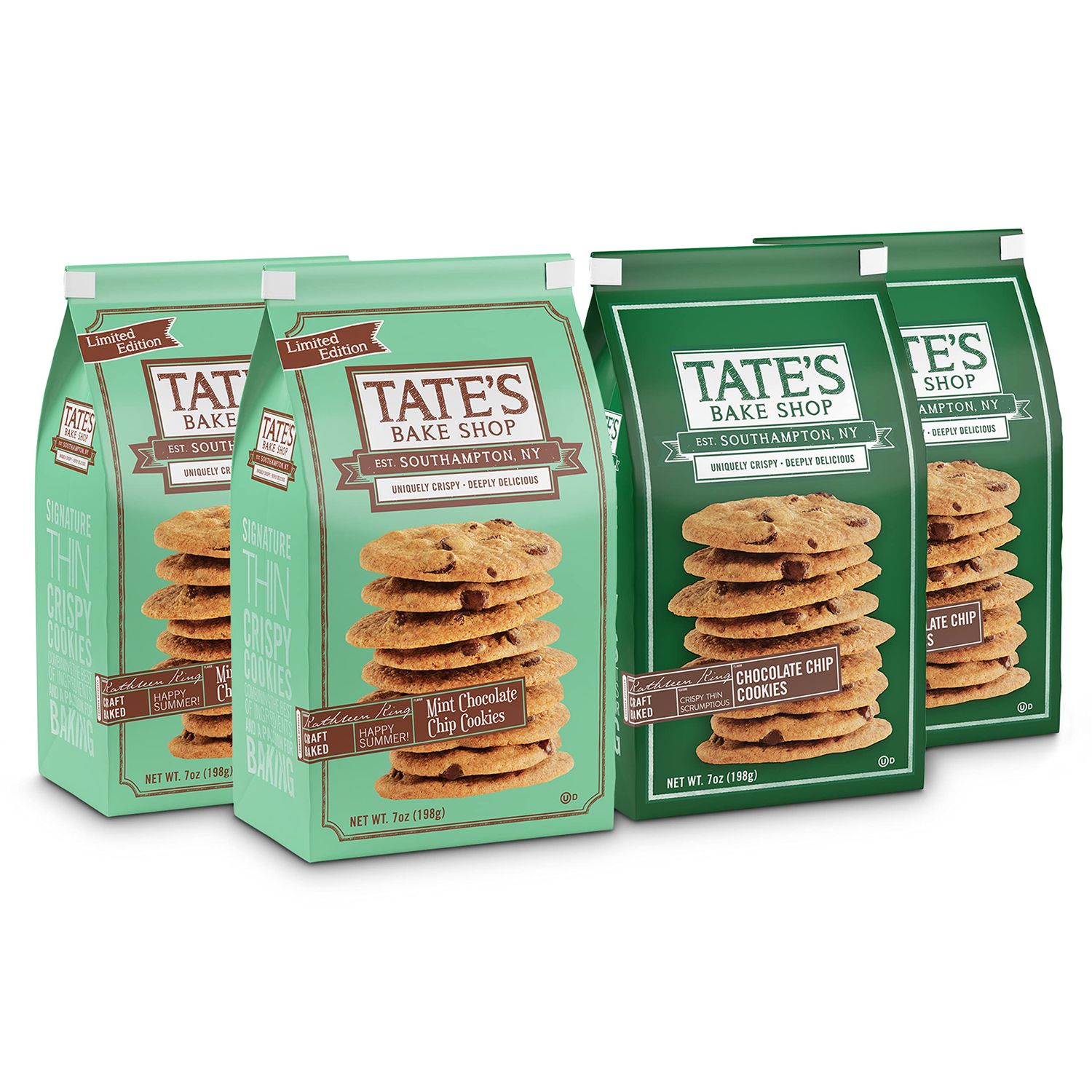 Tate&#39;s Bake Shop Cookies Variety Pack, Mint Chocolate Chip Chocolate Chip Cookies, 4 Bags