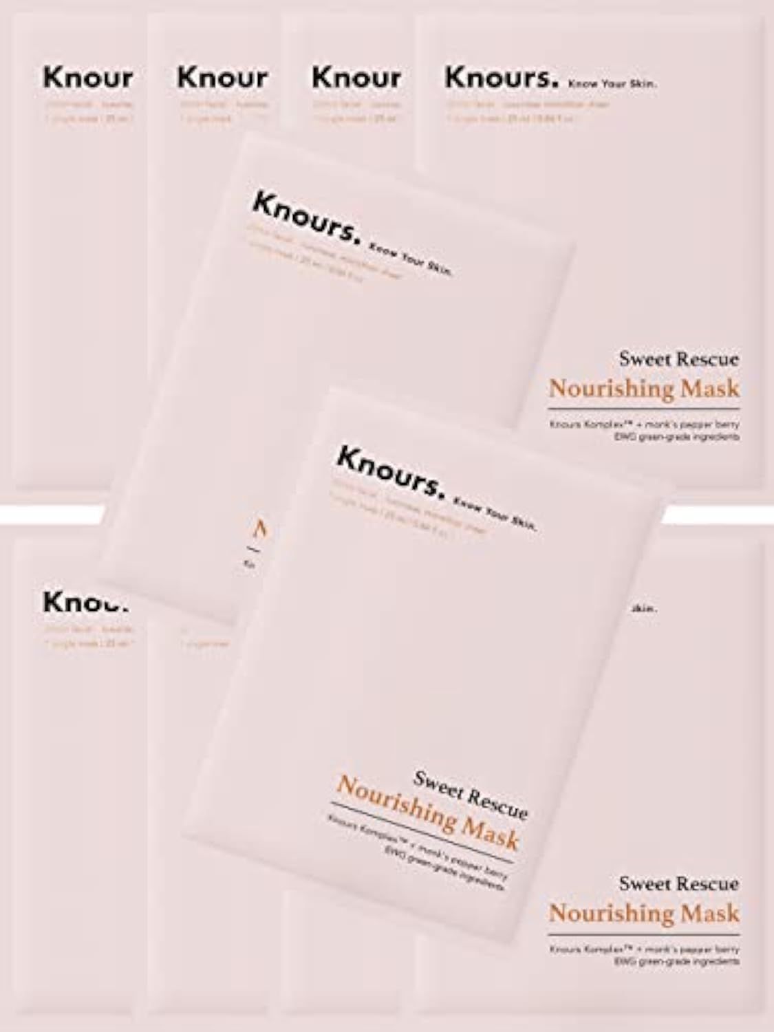 Knours. Nourishing Hydrating Mask, Rose Water Toning Rejuvenating Facial Nourishing Clean Beauty (10 Count)