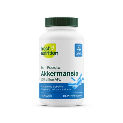 Fresh Nutrition Akkermansia Muciniphila Probiotic 500M AFU for GLP-1 Production - Pre Probiotic Supplement - 30 Capsules