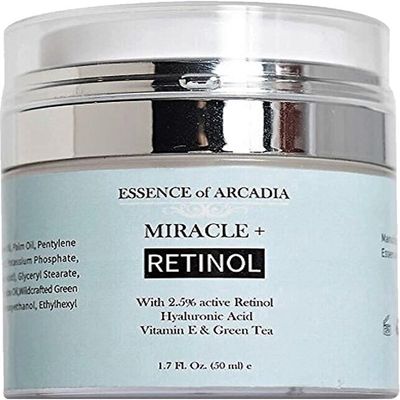 Essence of Arcadia Retinol Moisturizer Cream 2.5 for Face Eye Area - Anti-Aging Formula with Hyaluronic Acid, Vitamin E, Green Tea - 1.7 Fl Oz