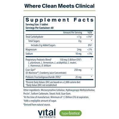 Hyperbiotics Vital Nutrients Pro Women Probiotics for Women Vaginal Probiotics for PH Balance Oral Probiotic for Vaginal Health and Urinary Tract Health 6 Targeted Strains 60 Vegan Tablets