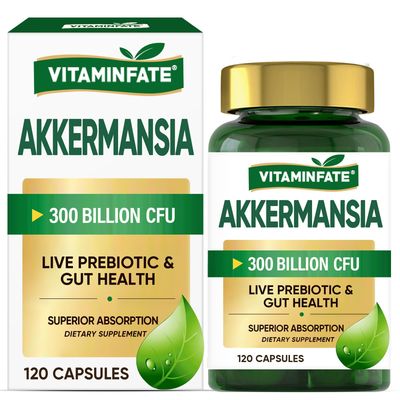 VITAMINFATE GLP-1 Supplement with Akkermansia Probiotic, 300 Billion AFU Probiotics for GLP-1 Production, Gut, Digestive, Immune Overall Health, 120 Capsules