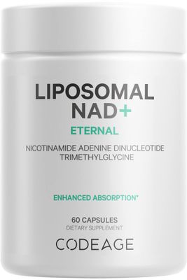 Codeage Liposomal NAD Supplement - NAD Nicotinamide Adenine Dinucleotide Coenzyme Pills - 500 mg NAD Per Serving Betaine Anhydrous - Liposomal Delivery - Vegan, Non-GMO, Gluten-Free - 60 Capsules
