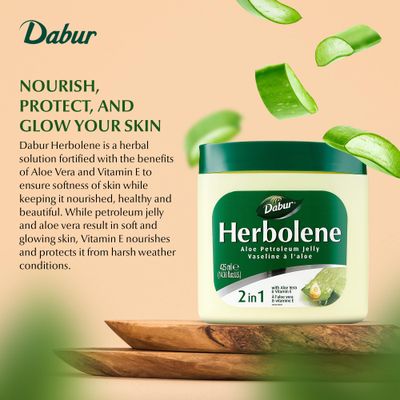 Dabur Herbolene Aloe Vera Gel Petroleum Jelly -Enhanced with Vitamin E for Deep Intensive Skin Moisturization - Gentle on Sensitive Skin - Nourishing Bliss and Lasting Hydration - 425 ML (Pack of 2)