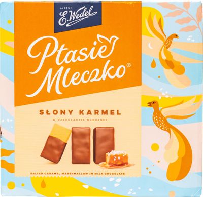 E. Wedel, Ptasie Mleczko Candy Box, Polish Bird&#39;s Milk, Salted Caramel Flavor Marshmallow in Milk Chocolate, 340g12oz
