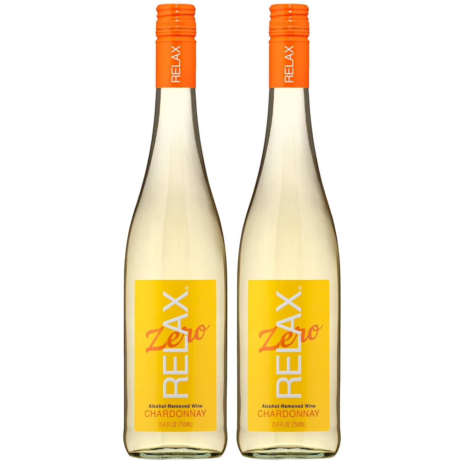 Relax Zero Wines 2-Pack: Alcohol Removed Chardonnay - Non-Alcoholic Dealcoholized Wine - 750ml Bottles