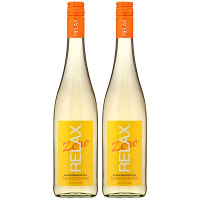 Relax Zero Wines 2-Pack: Alcohol Removed Chardonnay - Non-Alcoholic Dealcoholized Wine - 750ml Bottles
