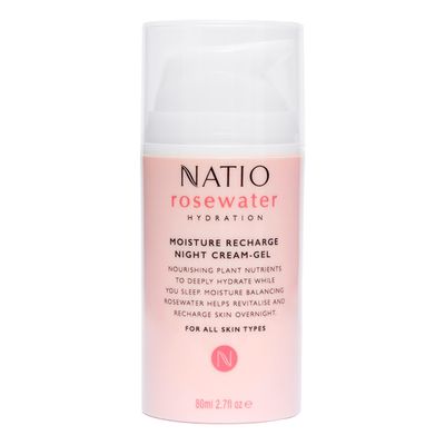Natio Australia Rosewater Hydration Moisture Recharge Night Cream-Gel, 2.7 oz - Face Moisturizer with Shea Butter - Face Cream for All Skin Types
