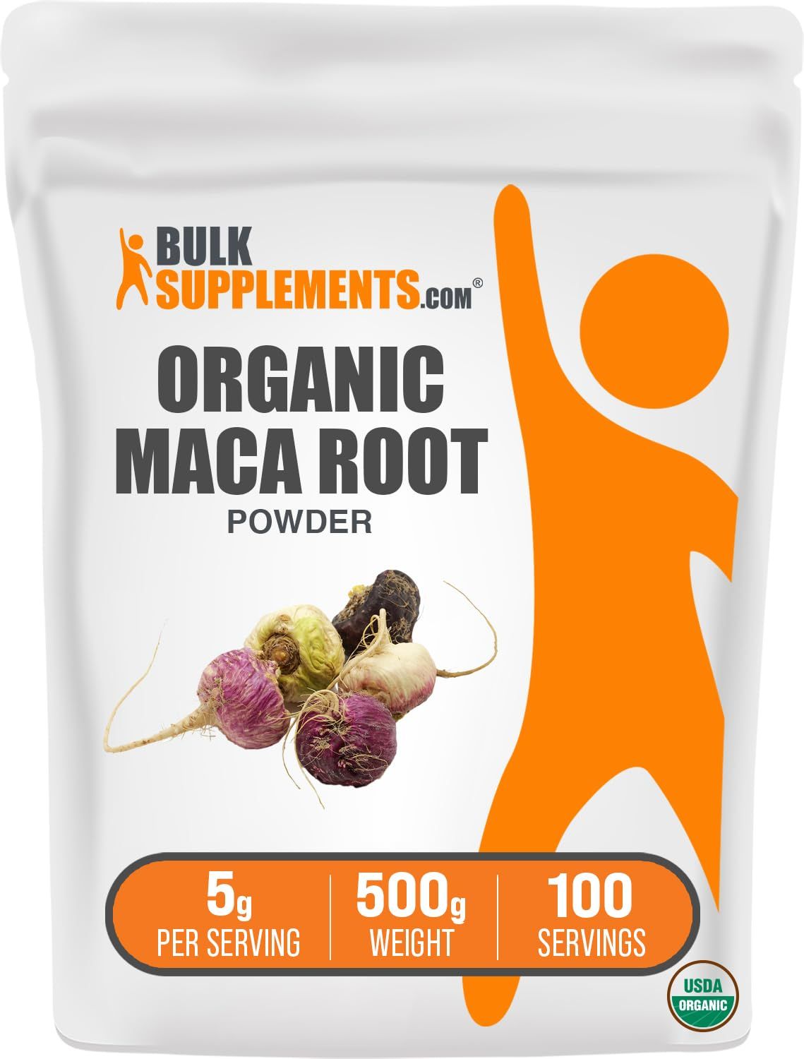 BulkSupplements.com Organic Maca Powder - Maca Supplement, Maca Root Powder - Superfood, Maca Powder Organic - Gluten Free, 5000mg per Serving, 500g (1.1 lbs) (Pack of 1)