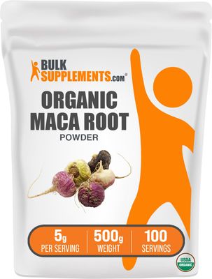 BulkSupplements.com Organic Maca Powder - Maca Supplement, Maca Root Powder - Superfood, Maca Powder Organic - Gluten Free, 5000mg per Serving, 500g (1.1 lbs) (Pack of 1)